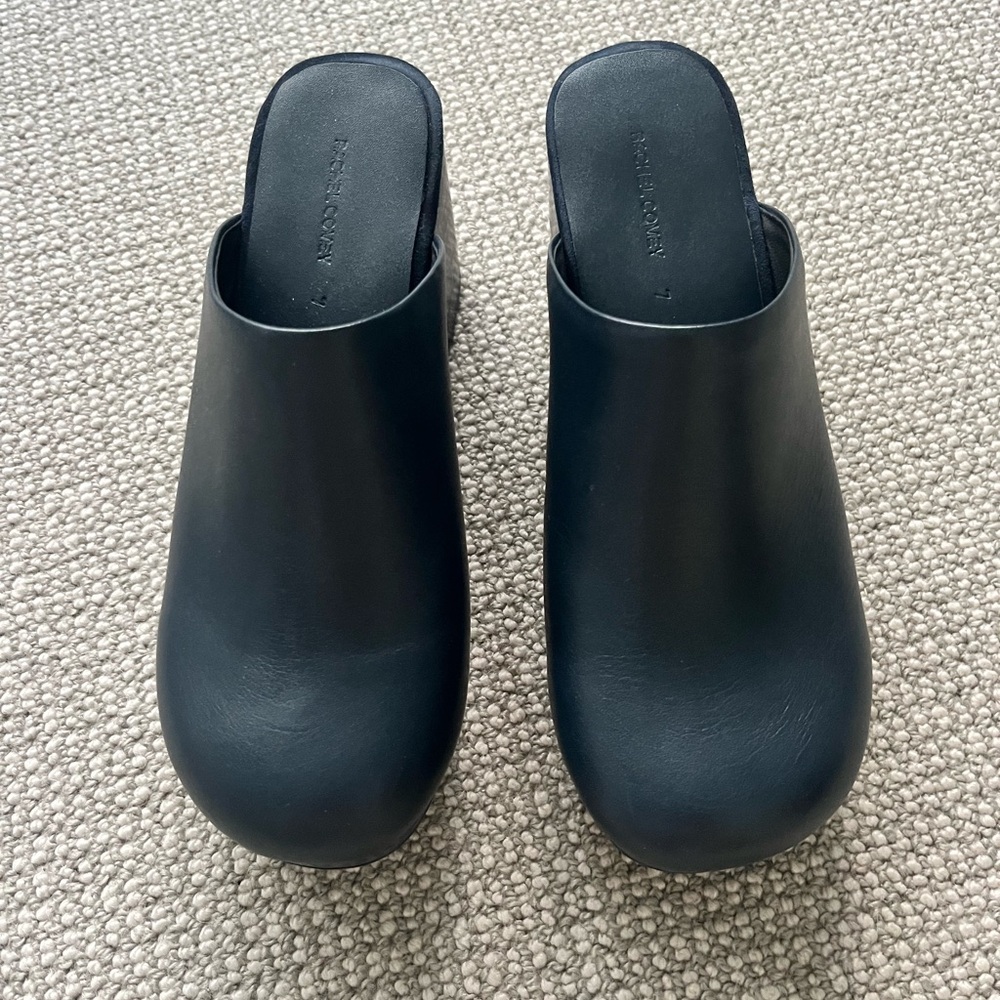 Rachel Comey Navy Leather Clogs